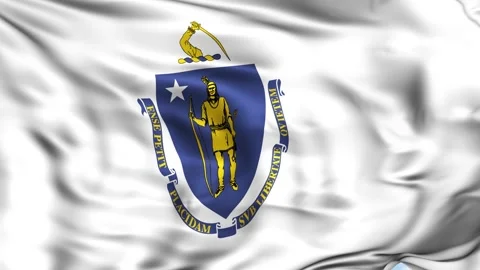 Massachusetts State Waving Flag Background Stock Footage 204138713