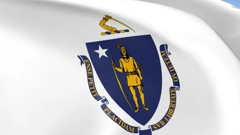 Massachusetts State Waving Flag Background Loop Stock Footage 317846548