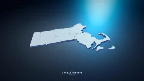 Massachusetts USA state map with glowing tech digital network style Stock Footage 340614040
