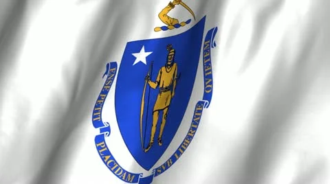 Massachusetts Waving Flag Stock Footage 12310027