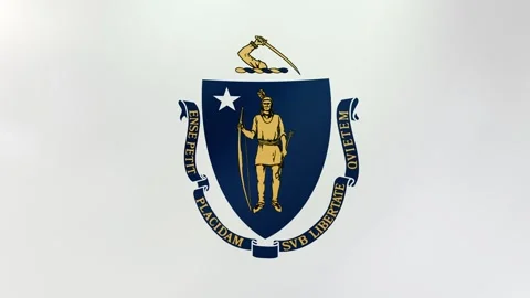 Massachusetts Waving flag up Stock Footage 303084069