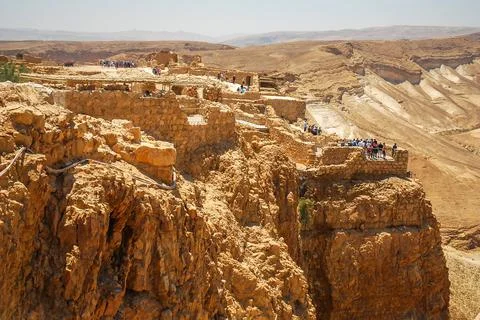 Massada fortress on the top of the cliff, Israel Stock Photos