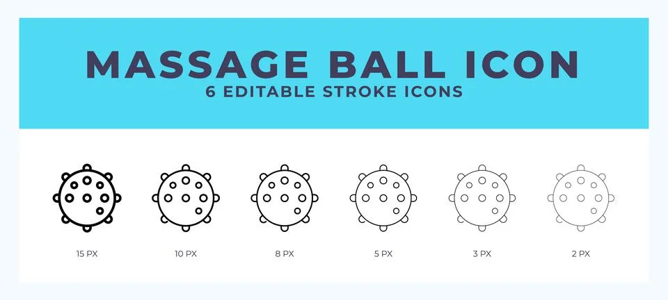 Massage ball icon set with different stroke. Design elements for logo. Vect.. Stock Illustration