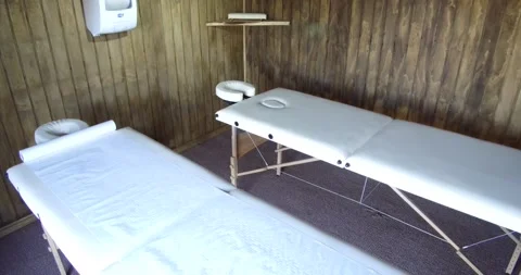 Massage bed on spa. Natural light, 4k 스톡 동영상 140339012