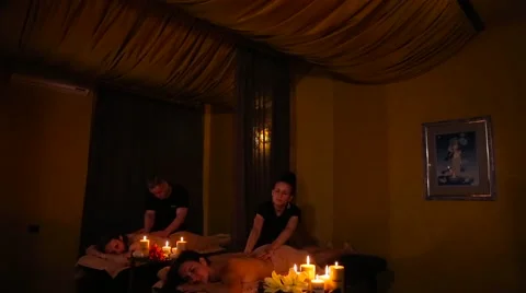 Massage for couple in the spa salon Stock Footage 68459105