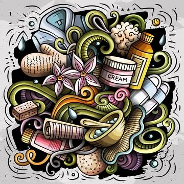 Massage hand drawn vector doodles illustration. Spa salon poster design. 스톡 일러스트