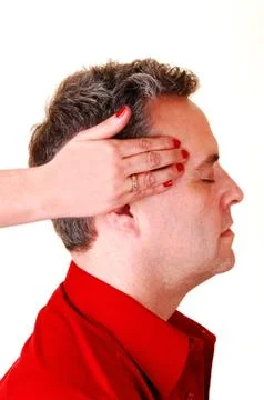 Massage for headache. Stock Photos