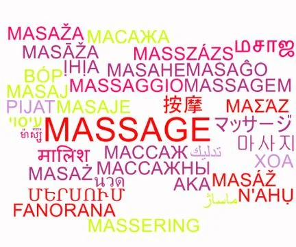 Massage multilanguage wordcloud background concept Stock Illustration