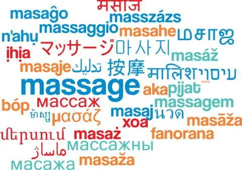 Massage multilanguage wordcloud background concept Stock Illustration
