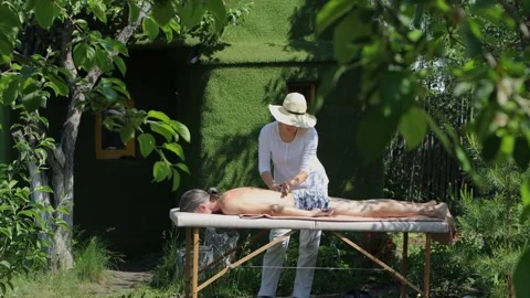 Massage in nature. Stock Footage 304335465