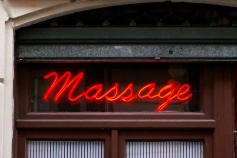 Massage - Neon light Stock Photos