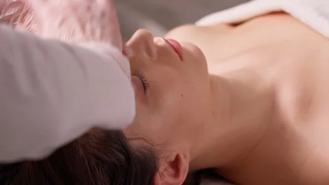 Massage procedures on shoulders, back and cervical department Stock Footage 127593497