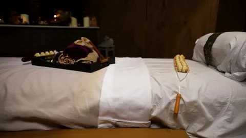 Massage room setup with herbal tools 스톡 동영상 325183041