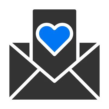 Massage solid blue grey valentine illustration vector and logo Icon new yea.. Stock Illustration