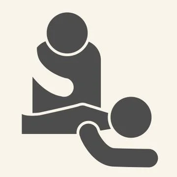 Massage solid icon. Professional masseur and patient glyph style pictogram on Stock Illustration