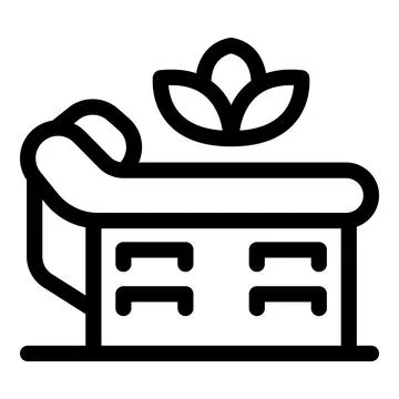 Massage table with lotus flower representing relaxation and wellness Stock Illustration