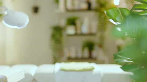 Massage table in modern beauty studio Stock Footage 164787101