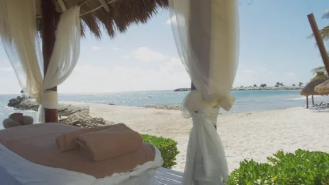 Massage Tables Beach Stock Footage 83869324