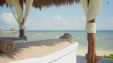 Massage Tables Beach Stock Footage 83869368