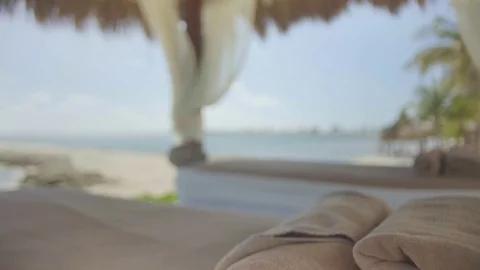 Massage Tables Beach Stock Footage 83905348