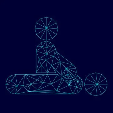 Massage therapist low poly triangulation triangulated polygonal electric cy.. Stock Illustration