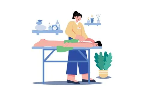 Massage Therapy Illustration concept. A flat illustration isolated on white.. Stock Illustration