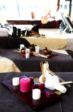 Massage tools in saloon Stock Photos