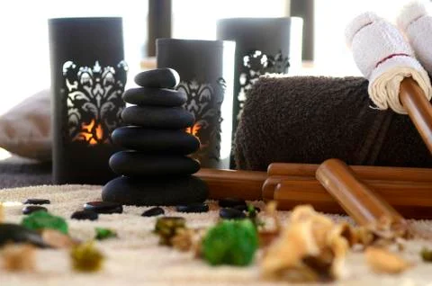 Massage tools in saloon Stock Photos