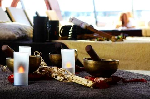 Massage tools in saloon Stock Photos
