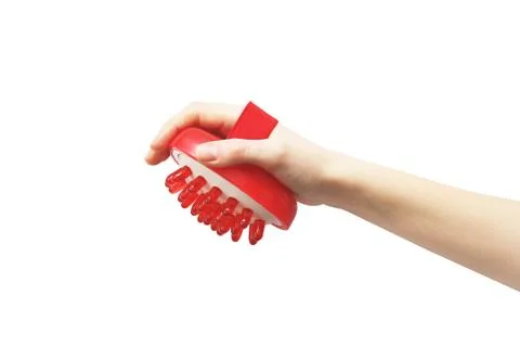 Massager in hand on a white background Foto stock
