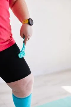 Massaging legs with a roller Stock Photos