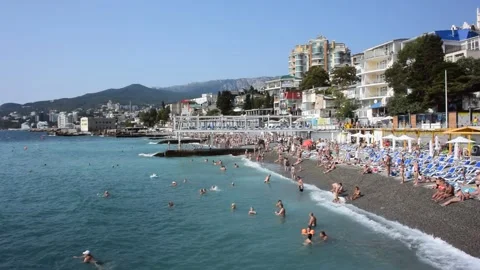 Massandra beach of Yalta Stock Footage