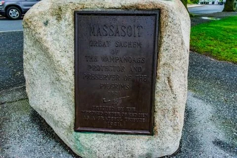 Massasoit Memorial Plaque Stock Photos