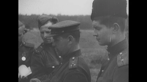Massed Soviet tanks, planes, artillery prepare for attack Stock Footage 103381969