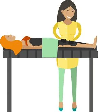 Masseur applying chocolate application to client vector icon isolated on white Stock Illustration