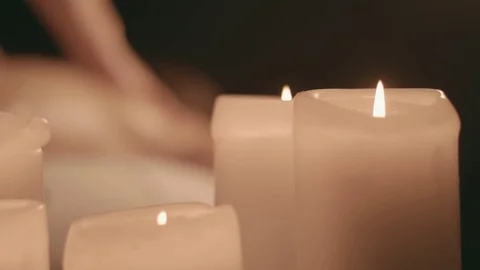 The masseur kneads the back of the client at the spa salon Stock Footage 85066702