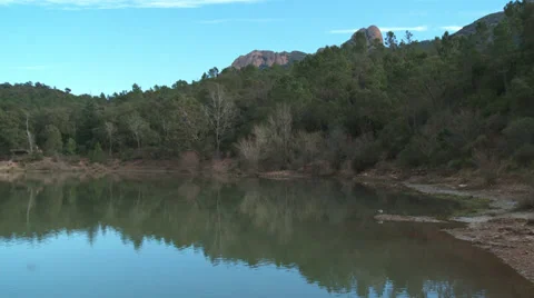 Massif de L'Esterel Lake with Mountain Backdrop Stock Footage 35653992