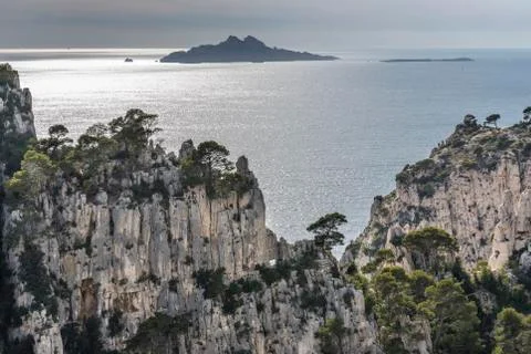 Massif des Calanques limestone cliffs Calanques National Park or Parc National Photos