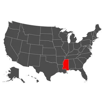 Massissippi vector map. High detailed illustration. Country of the United Sta Stock Illustration