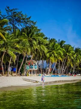 Massive algae bloom making emerald green water in Boracay island in Philippines Stock-Fotos