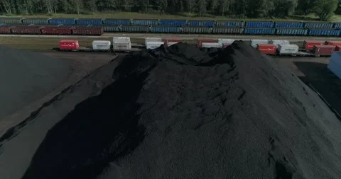 Massive amount of coal in depot seen from drone 스톡 동영상 220631584