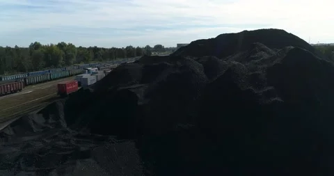 Massive amount of coal in depot seen from drone 스톡 동영상 220631709