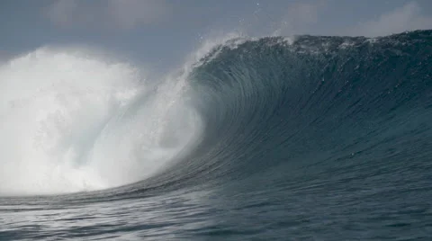 MASSIVE AND PERFECT WAVE WITH TUBE Stock Footage