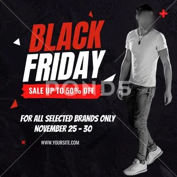 Massive black friday sale up to 50% off for selected brands november 25-30 PSD Template