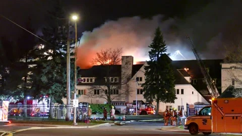 Massive blaze at night Stock-Footage 139657408