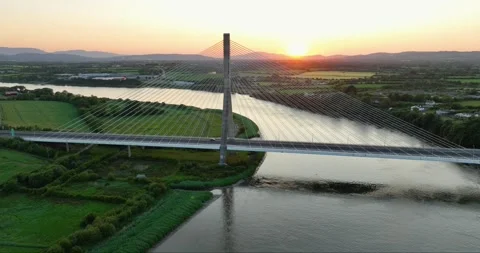 Massive bridge over the Suir River again... | Stock Video | Pond5