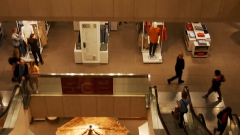 Massive British mall, shot from elevator window Stock Footage 112729101