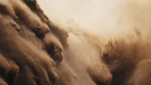 Massive brown sandstorm cloud moving forward Stock Footage 333149054