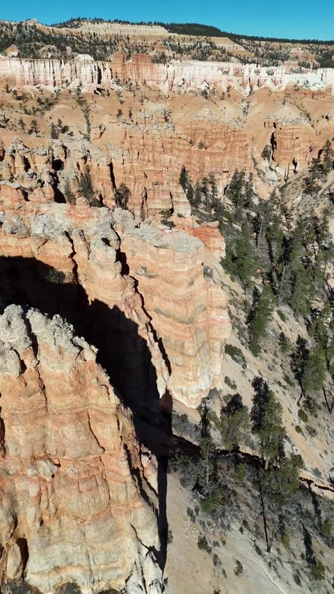 Massive Bryce Canyon Rock Pillars Aerial View, Vertical Video stock 327539711