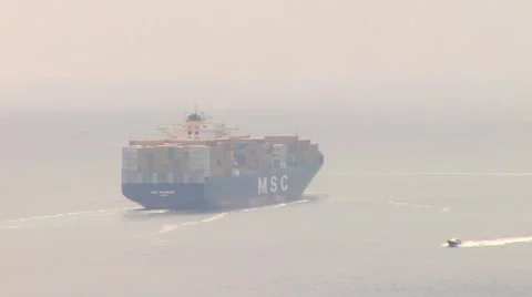 Massive Cargo Ship on the Bosphorus heading out to sea Stock Footage 48237644